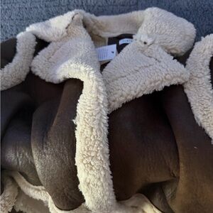 JustFab Chocolate and Cream Teddy Jacket